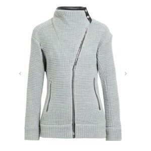 IRO Chelane Jacket Pearl Gray Size 38 Full Zip Waffle Knit Full Zip NWT US 6
